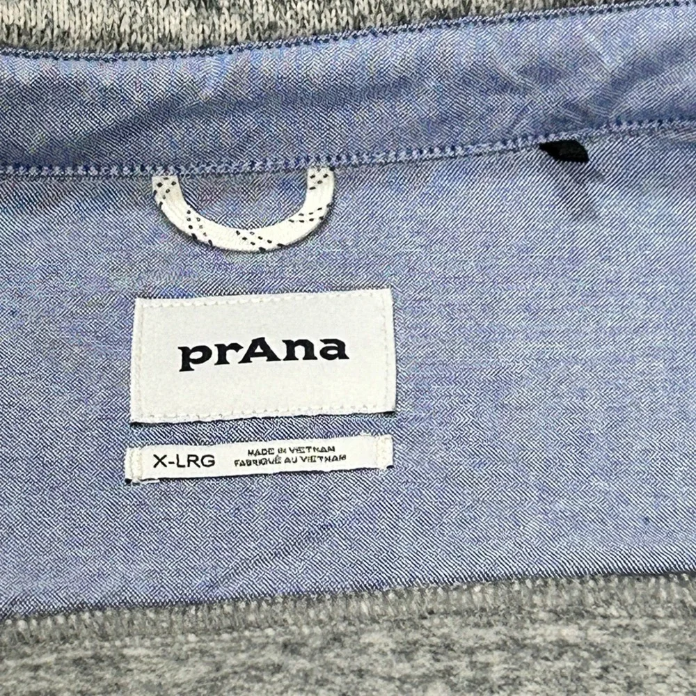 prAna Shirt Jacket Mens XL Gray Marled Polartec Fleece Lined Snap Front Shacket